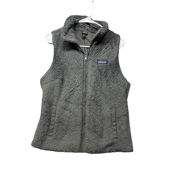 Patagonia Los Gatos Fleece Vest Womens Medium Dark Gray Fuzzy Teddy Hiking - Picture 1 of 5